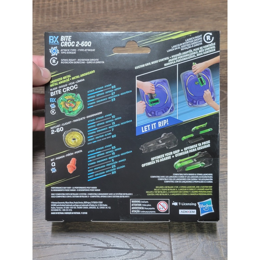 Beyblade X Bite Croc 2-60Q Deluxe String Launcher & Custom Grip Set G3083 New - Picture 2 of 4